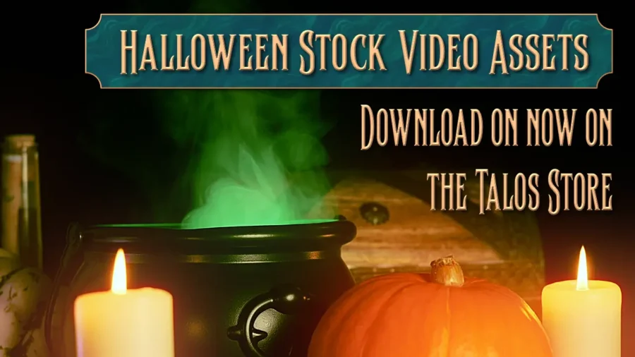 Halloween Video Stock of a Magic Witch's Cauldron with pumpkins by candlelight for creatives and content creators