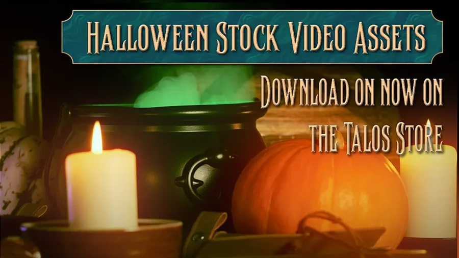 Halloween Video Stock of a Magic Witch's Cauldron with pumpkins by candlelight for creatives and content creators