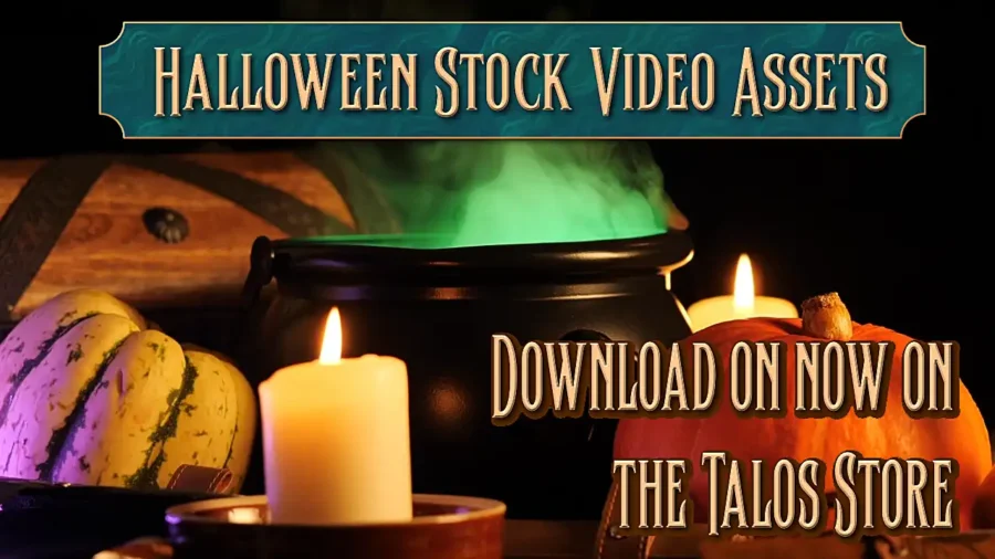 Halloween Video Stock of a Magic Witch's Cauldron with pumpkins by candlelight for creatives and content creators