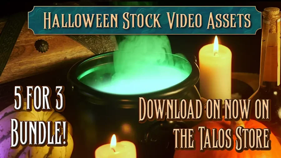Halloween Video Stock of a Magic Witch's Cauldron with pumpkins by candlelight for creatives and content creators